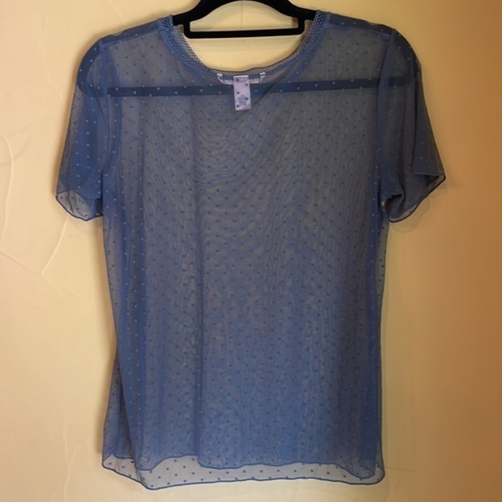 Victoria Secret Transparent Blue Polk Dot Blouse Size Medium - Picture 2 of 5